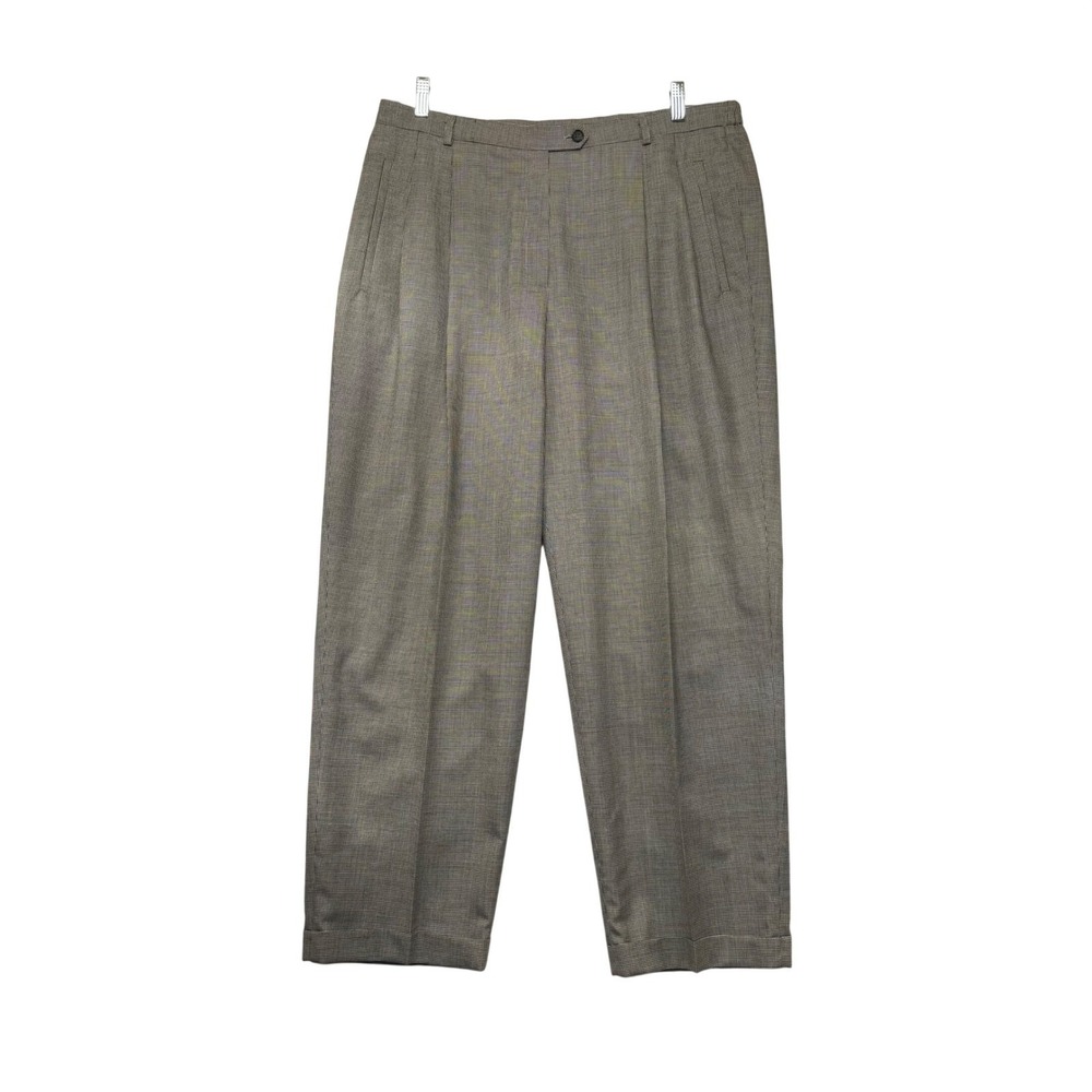 Austin Reed 16W Houndstooth Pleated Trousers 100% Worsted Wool Natural Fibers
